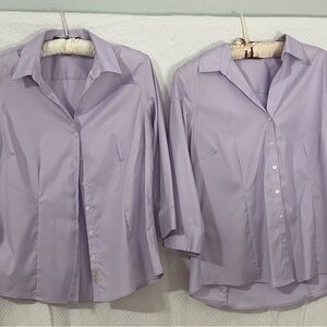 2 Eddie Bauer wrinkle resistant button down 3/4 length sleeve shirts